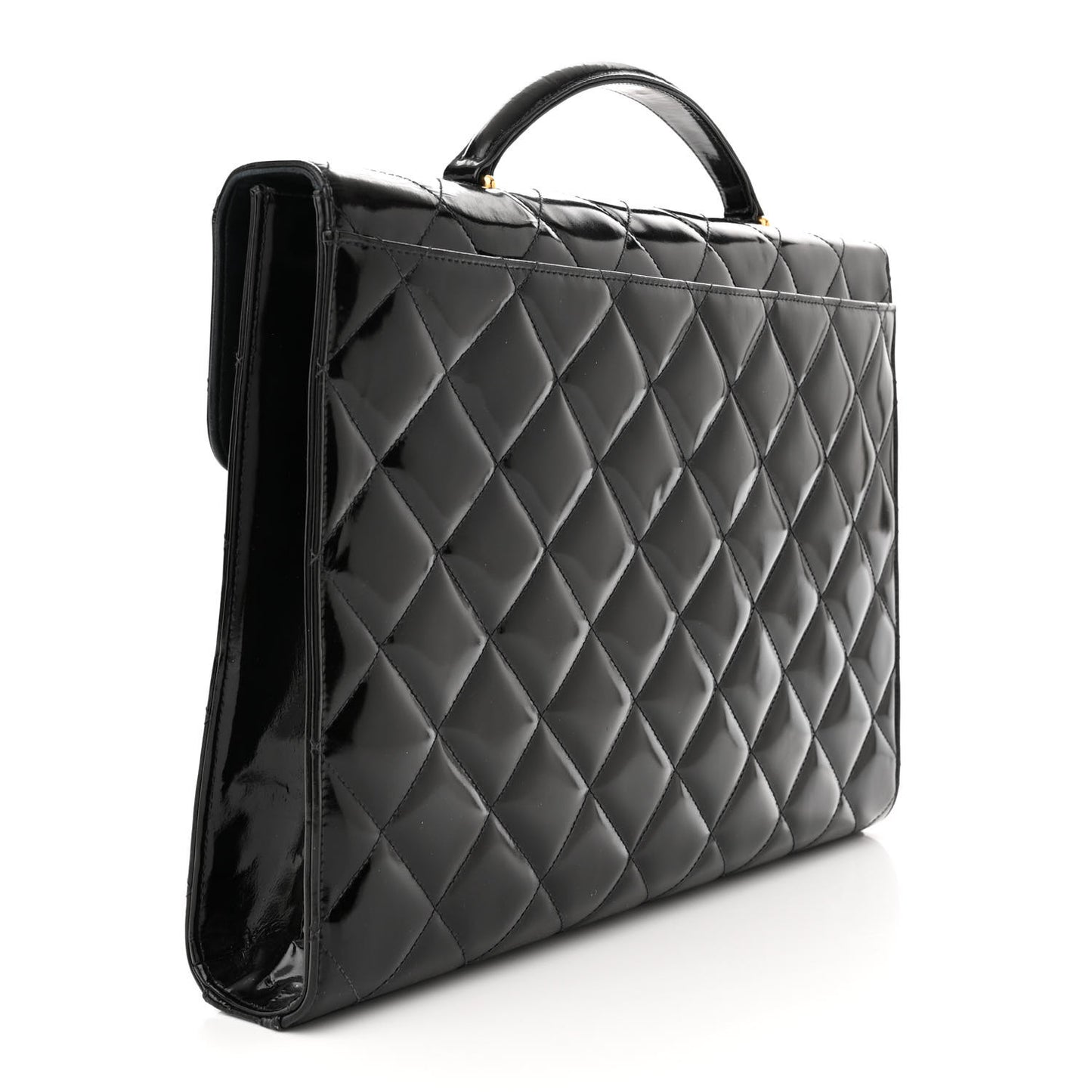 Patent Quilted Briefcase Laptop Bag Black