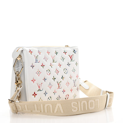 Louis Vuitton Lambskin Embossed Monogram LV Garden Coussin PM Cream 3 of 11