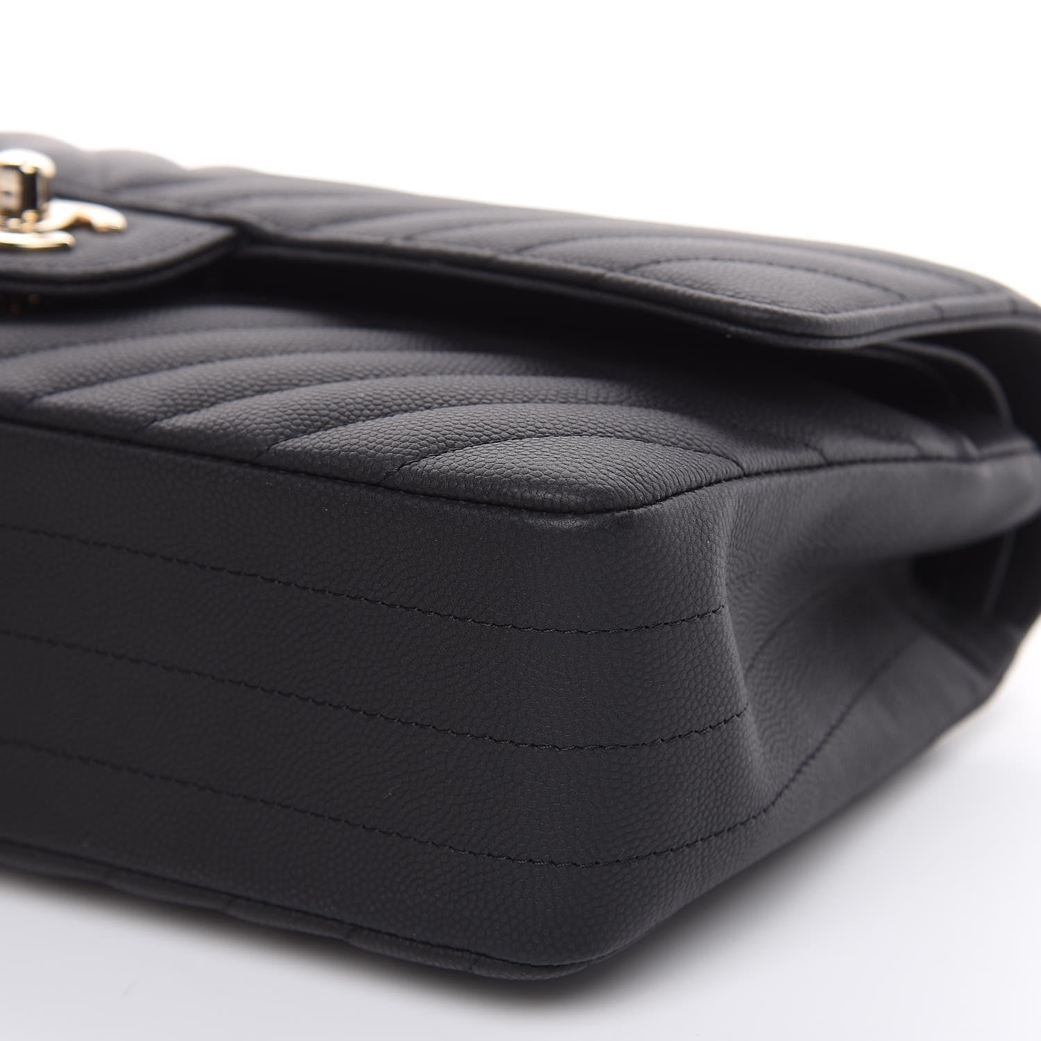 Chanel Caviar Chevron Quilted Medium Double Flap Black 6 of 18
