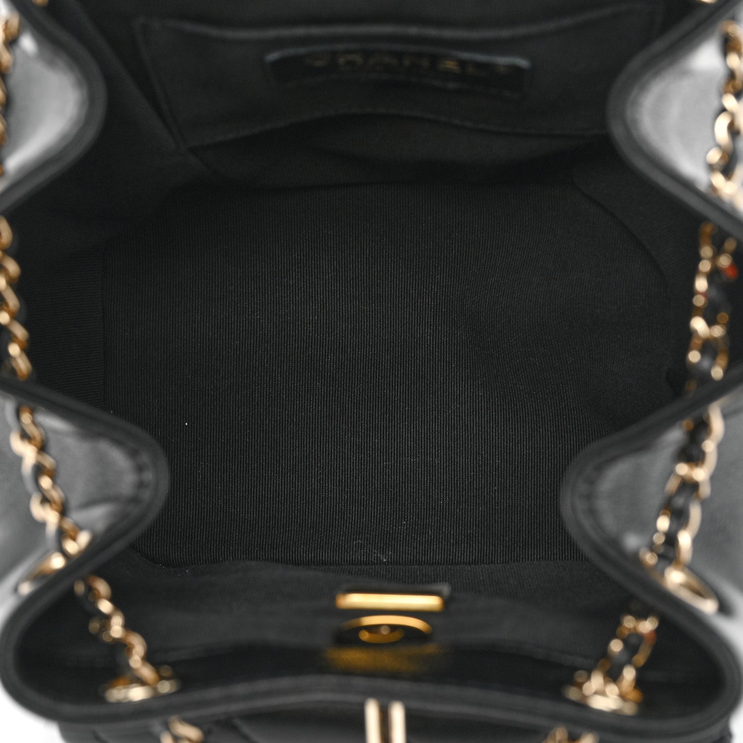Lambskin Quilted Small Duma Drawstring Backpack Black
