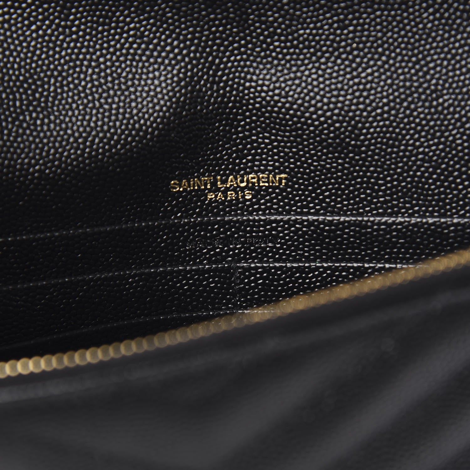Saint Laurent Grain De Poudre Matelasse Chevron Monogram Envelope Chain Wallet Black 7 of 11