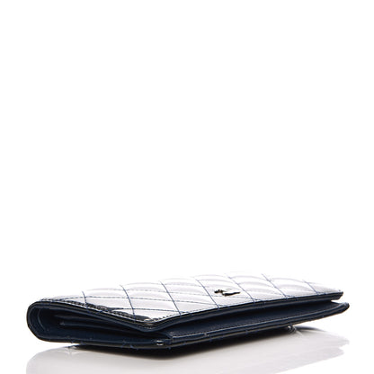 Chanel Patent Quilted Yen Wallet Dark Blue 4 of 14