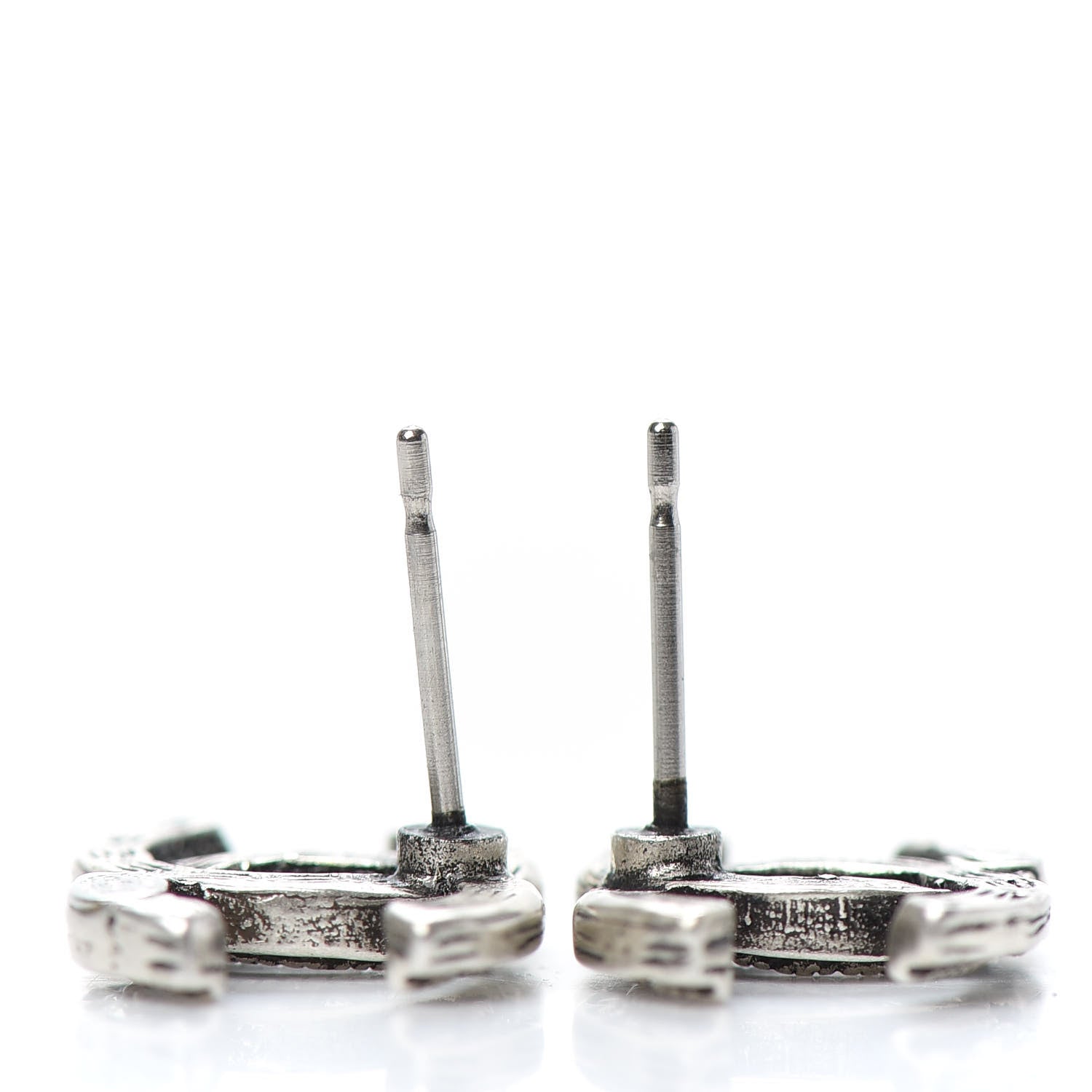Chanel Crystal Royal Flush CC Stud Earrings Silver 3 of 4