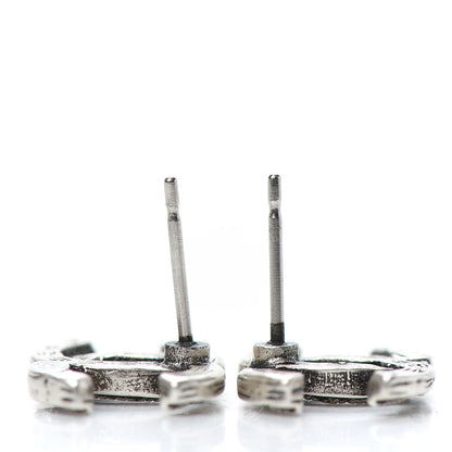 Chanel Crystal Royal Flush CC Stud Earrings Silver 3 of 4