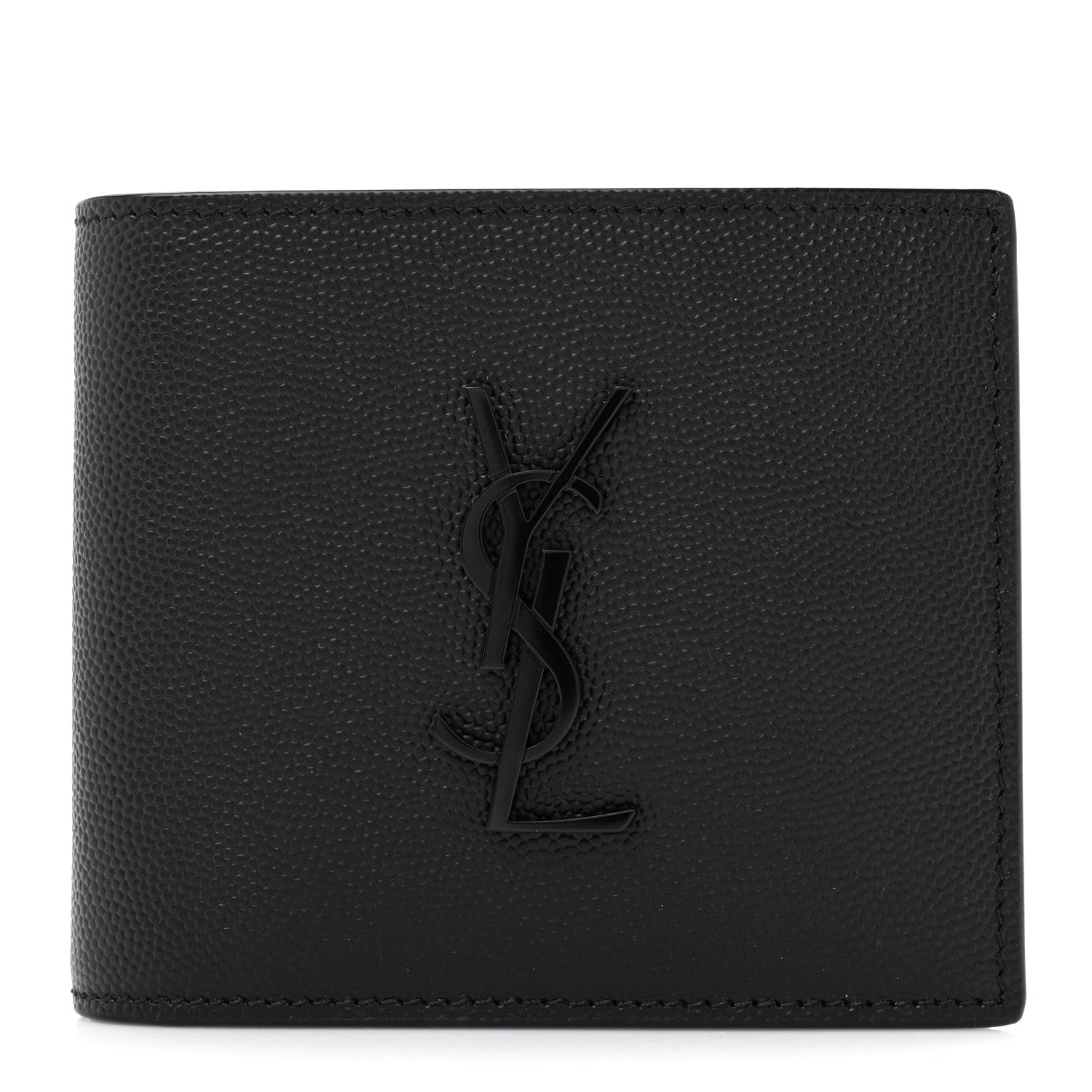 Saint Laurent Grain De Poudre Monogram Monochrome Bifold Wallet Black 1 of 10