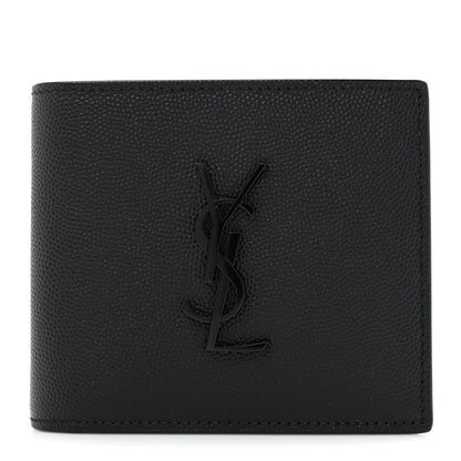 Saint Laurent Grain De Poudre Monogram Monochrome Bifold Wallet Black 1 of 10