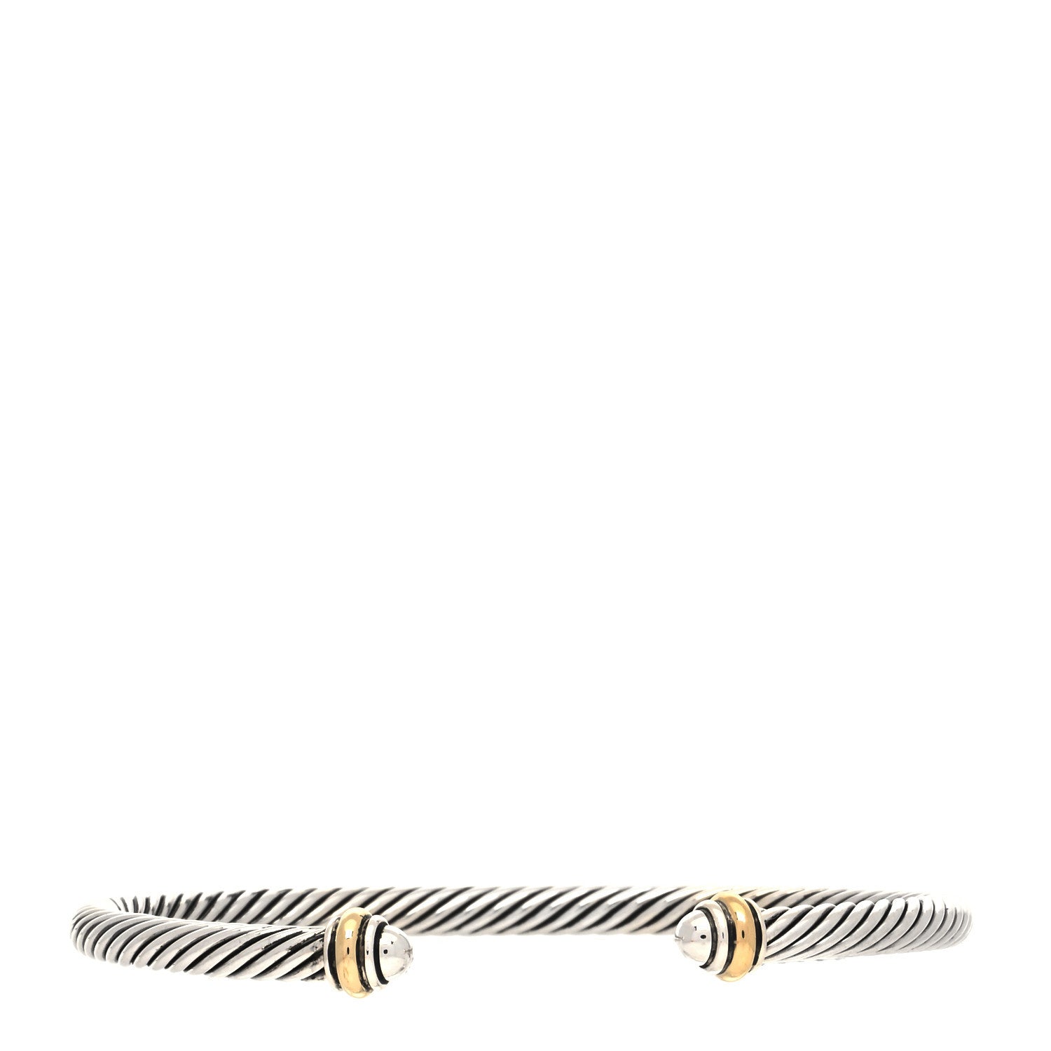 David Yurman Sterling Silver 18K Yellow Gold 4mm Cable Classics Bracelet 1 of 4