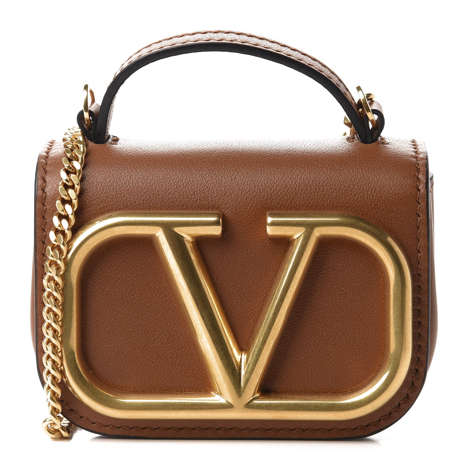 Valentino Garavani Calfskin Mini Supervee Crossbody Bag Saddle Brown 1 of 9