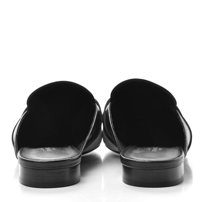 Hermes Goatskin Bi-Color Oz Mules 37.5 White Black 7 of 10