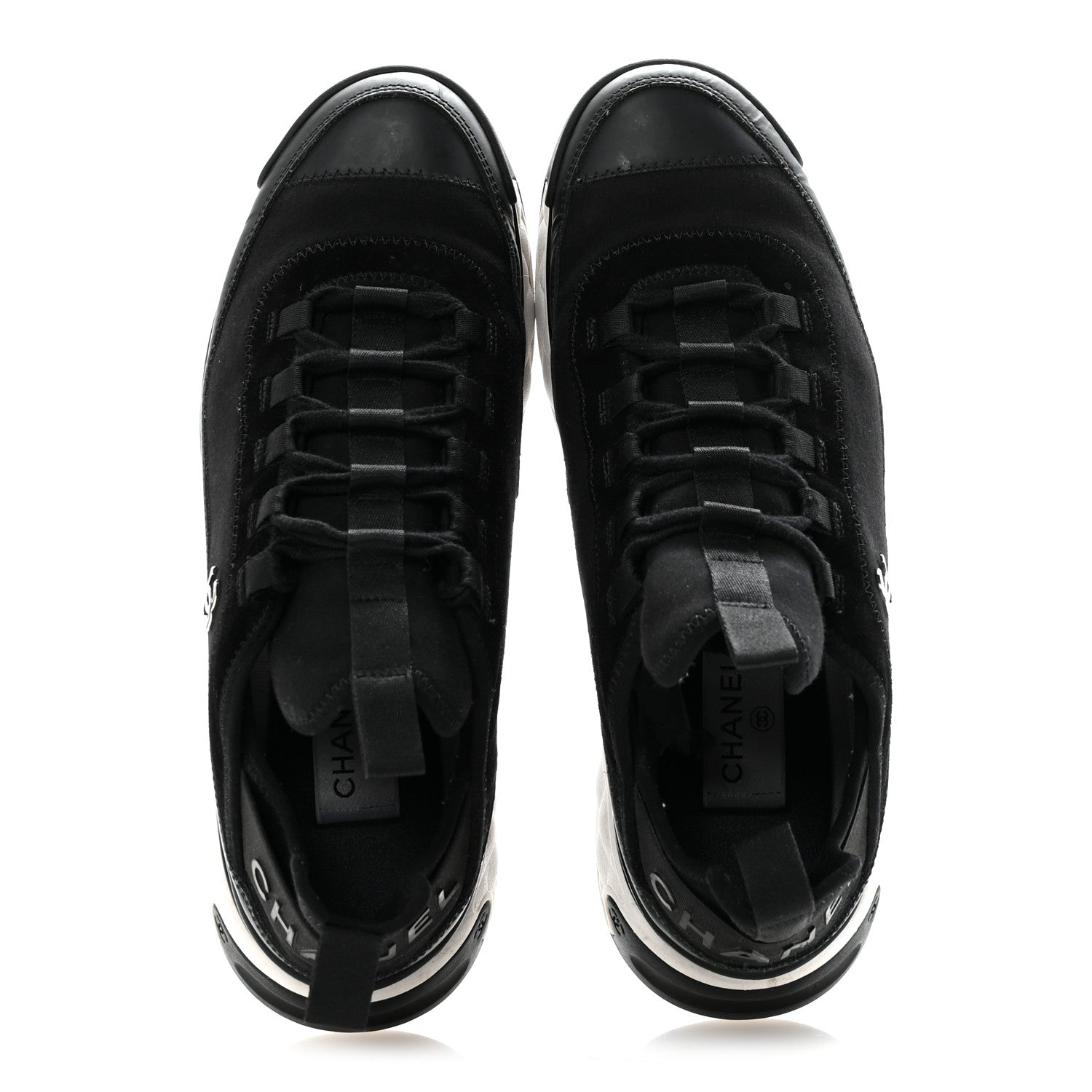 Chanel Velvet Calfskin Mixed Fibers Mens CC Sneakers 41 Black 3 of 18
