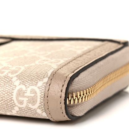 Gucci GG Supreme Monogram Textured Dollar Calfskin Web Ophidia Zip Around Wallet Beige Mystic White Oatmeal 8 of 8