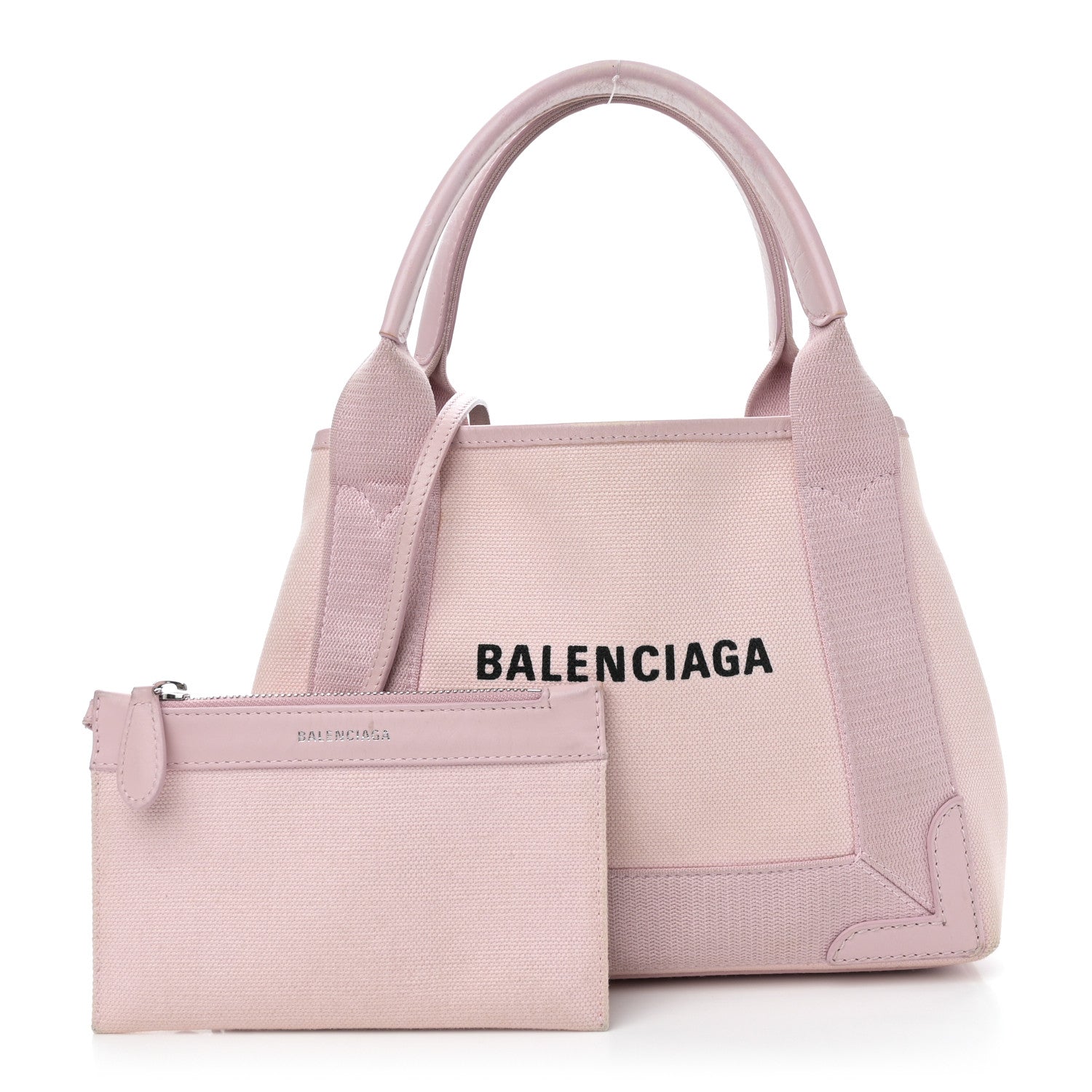 Balenciaga Cotton Canvas Satin Calfskin Navy Cabas XS Pink 3 of 14