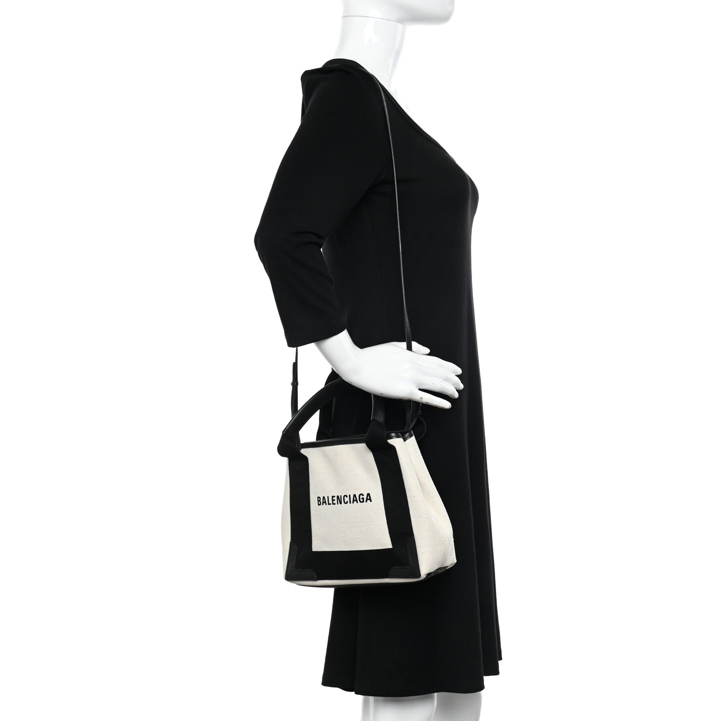 Cotton Canvas Calfskin Navy Cabas XS Natural Black