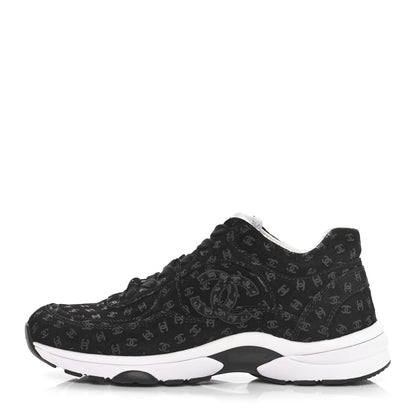 Chanel Suede Calfskin Printed CC Sneakers 37 Black 2 of 16
