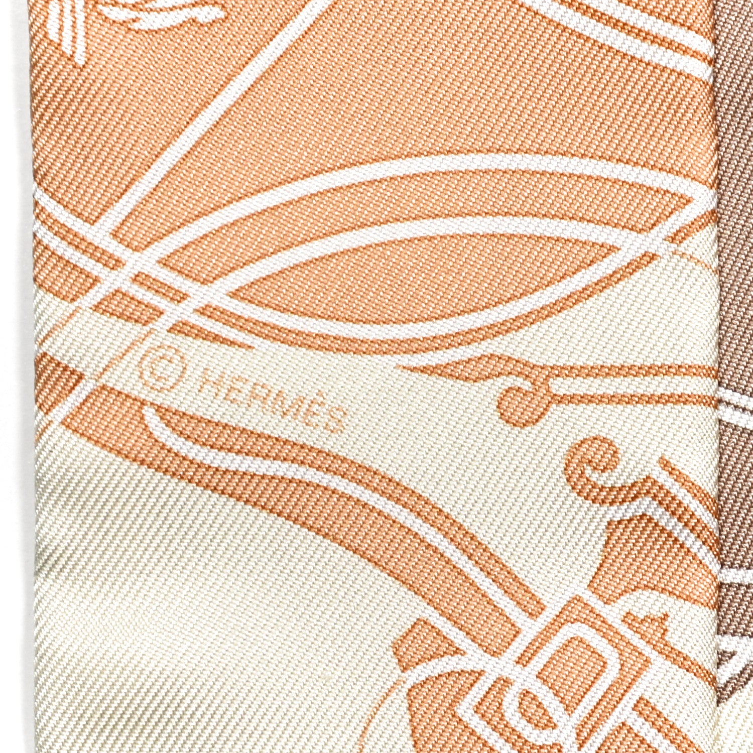 Hermes Silk Ex-Libris Twilly Creme Orange Beige 3 of 5