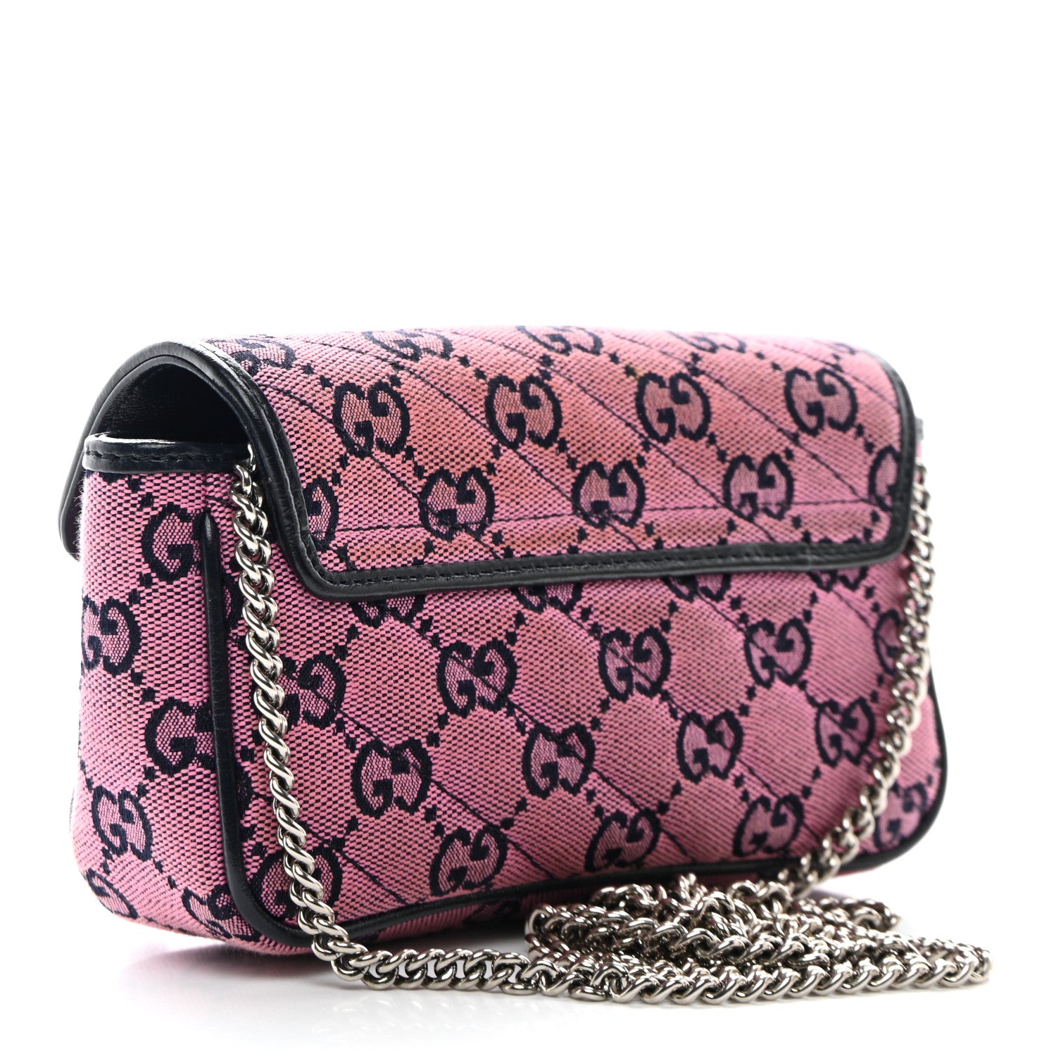 Gucci Monogram Multicolor Matelasse Diagonal Super Mini GG Marmont Shoulder Bag Pink Blue 3 of 11