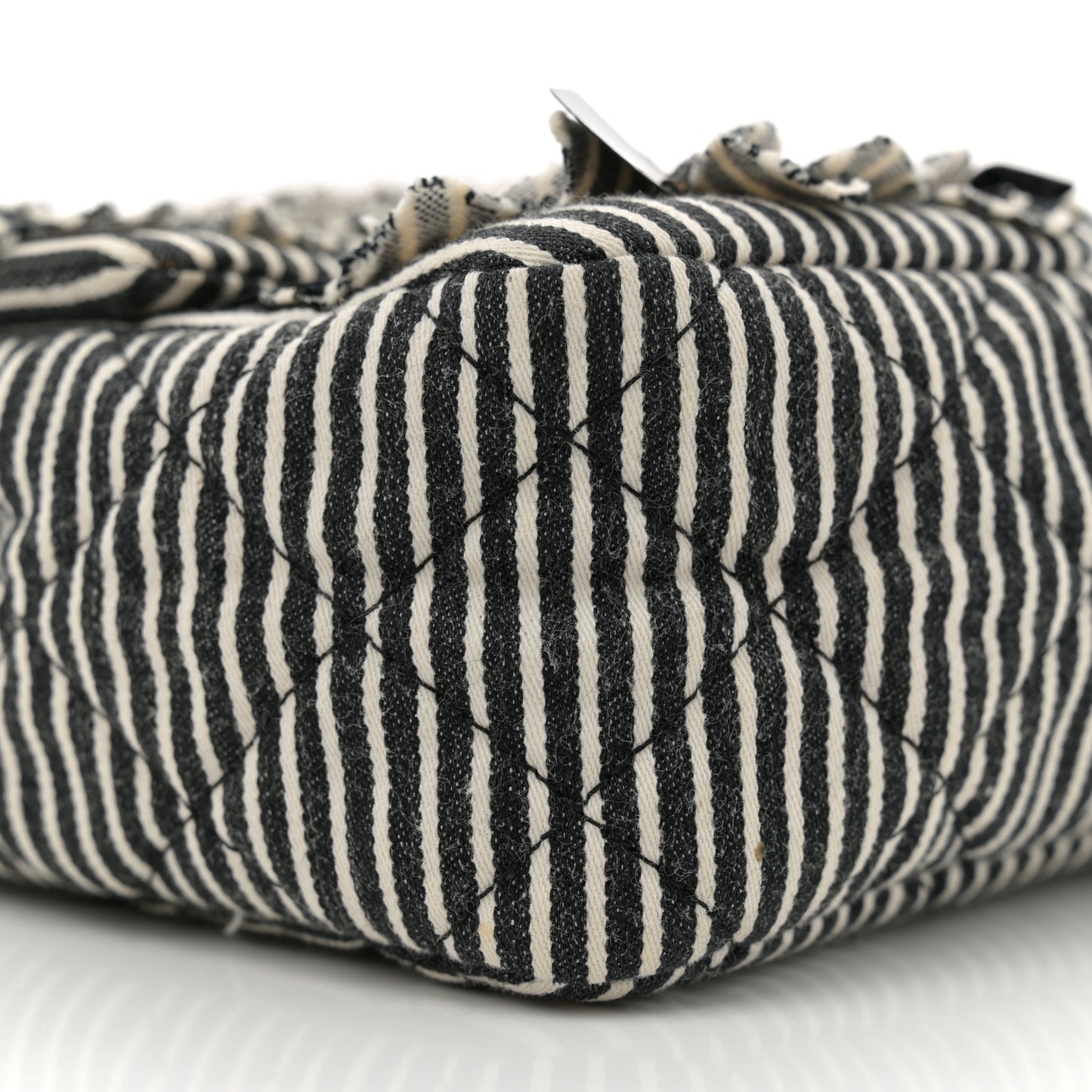 Canvas Sequin Stripe Medium Double Flap Black White