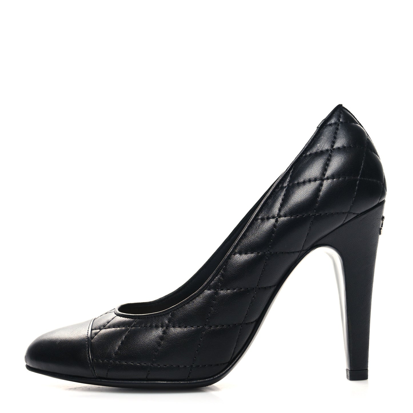 Lambskin Quilted Cap Toe Pumps 36.5 Black