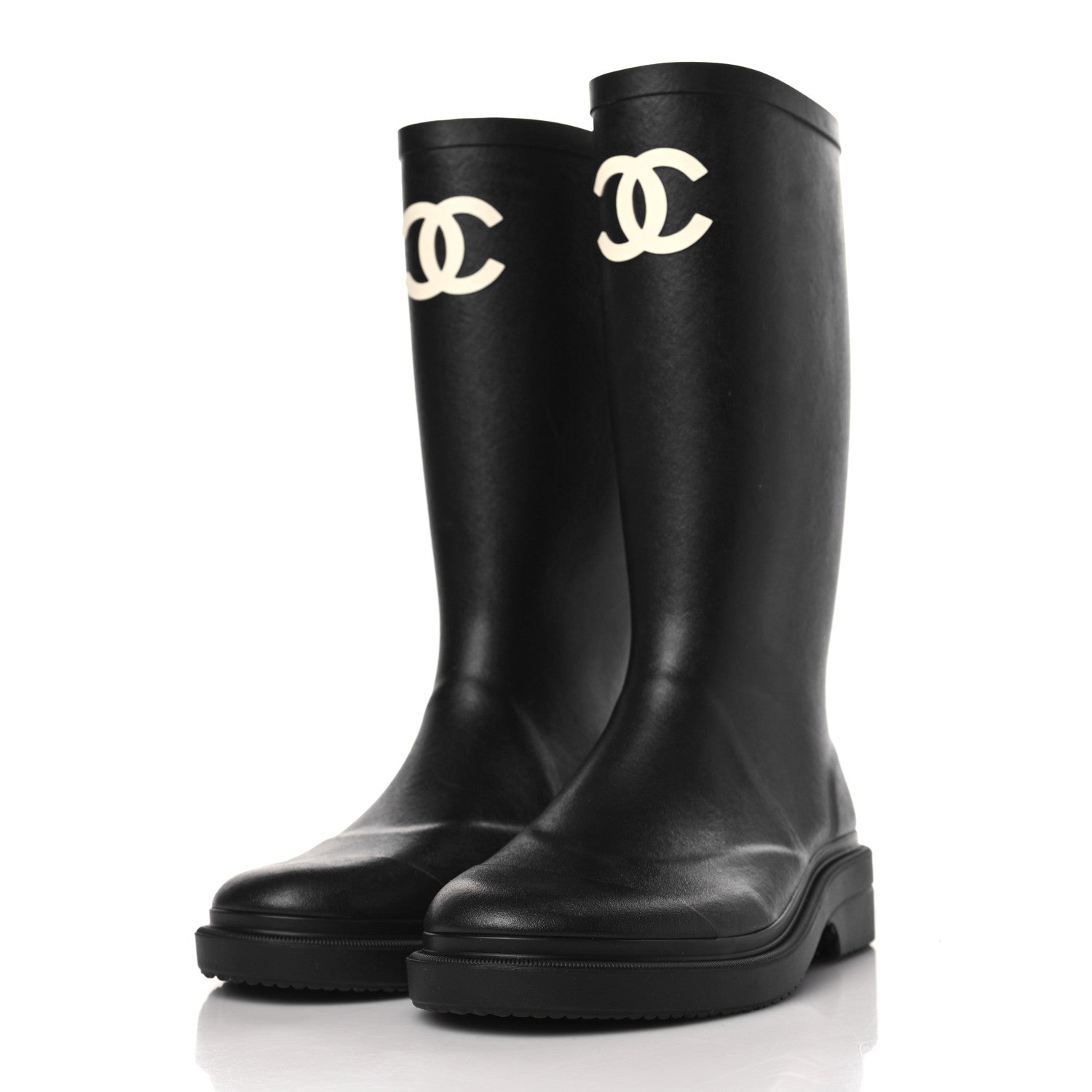 Chanel Caoutchouk CC High Boots 37 Black 2 of 8