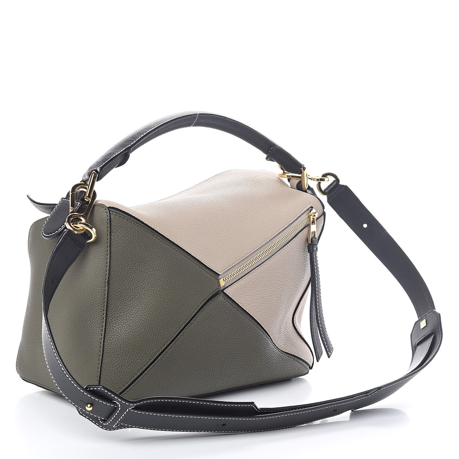 Loewe Grained Calfskin Medium Puzzle Bag Oat Khaki Green 3 of 9