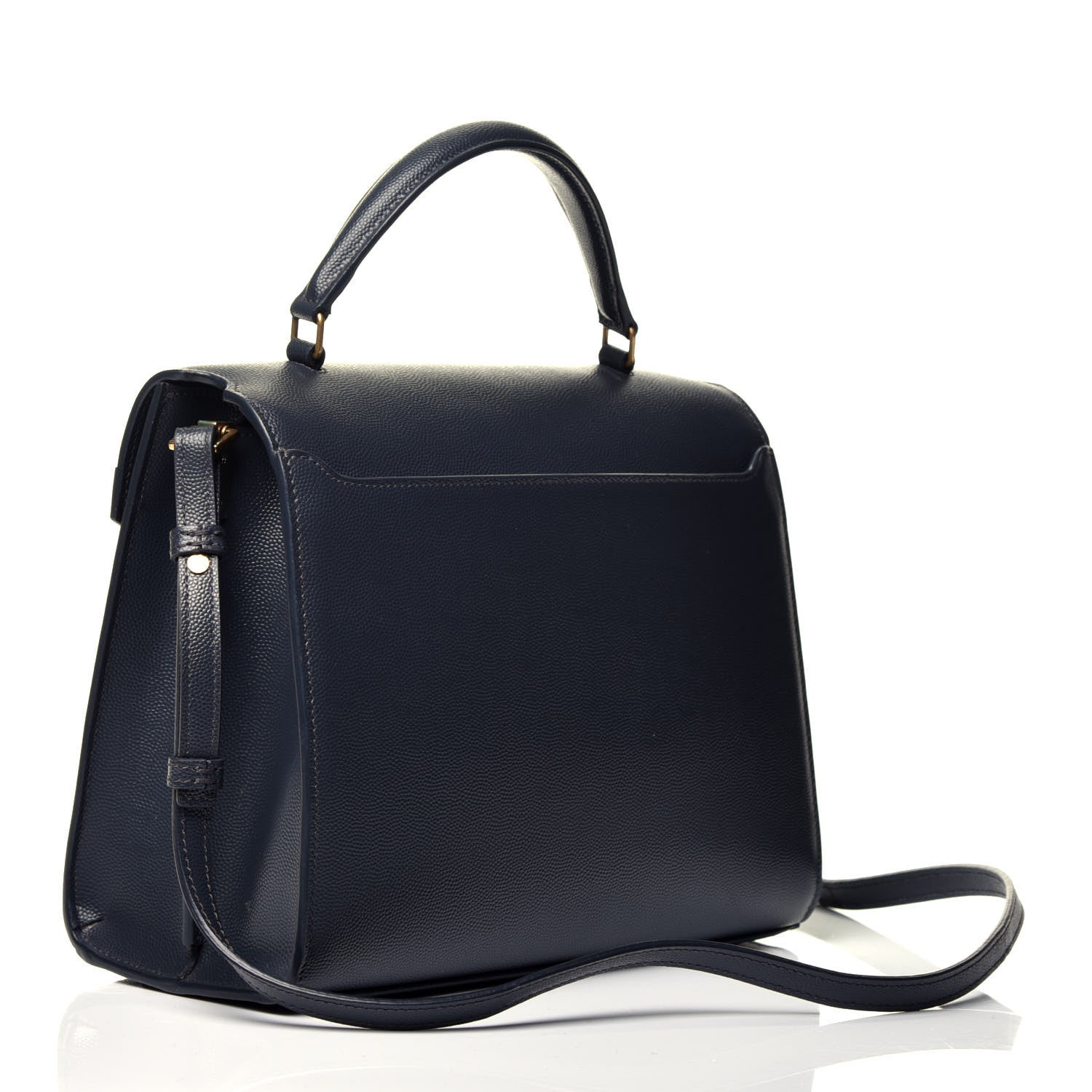 Saint Laurent Grain de Poudre Medium Classic Monogram Cassandra Top Handle Deep Marine 4 of 10