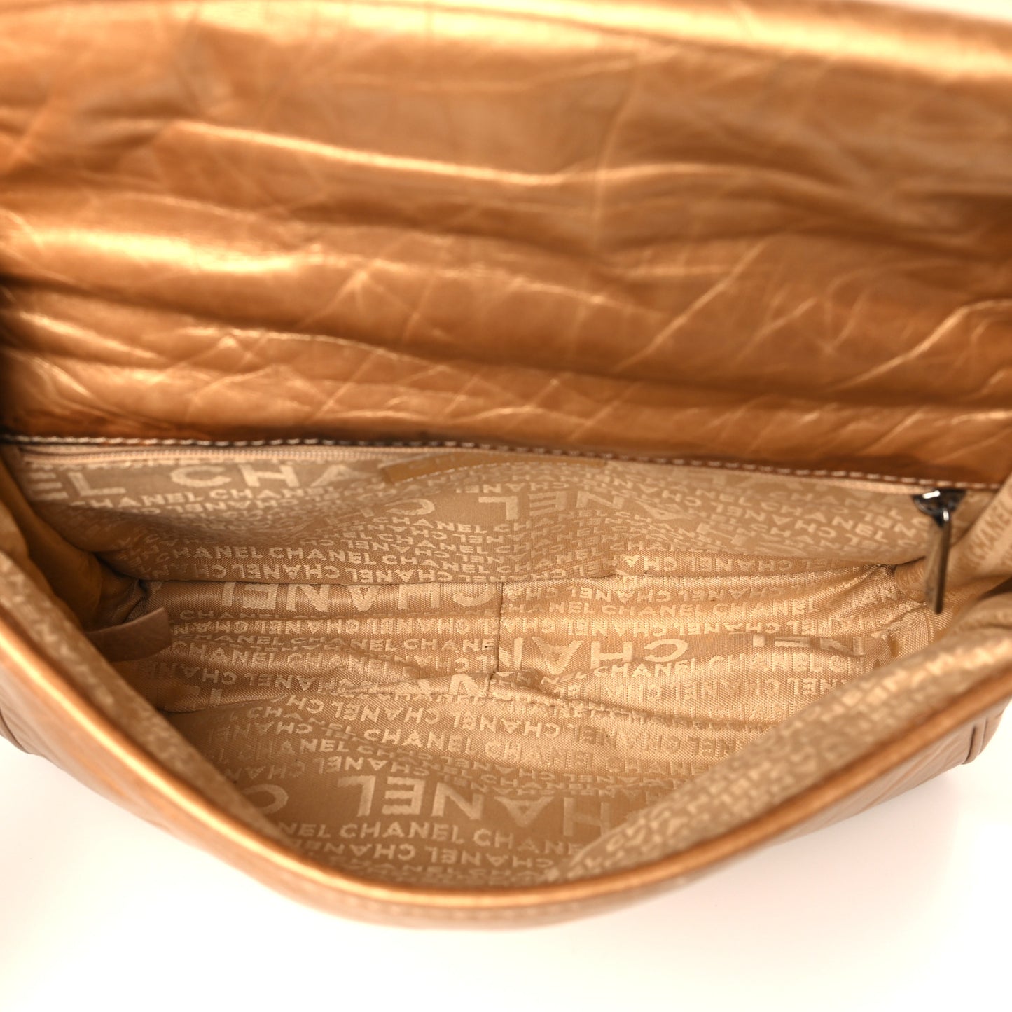 Aged Calfskin Quilted Vintage Ligne Messenger Flap Gold