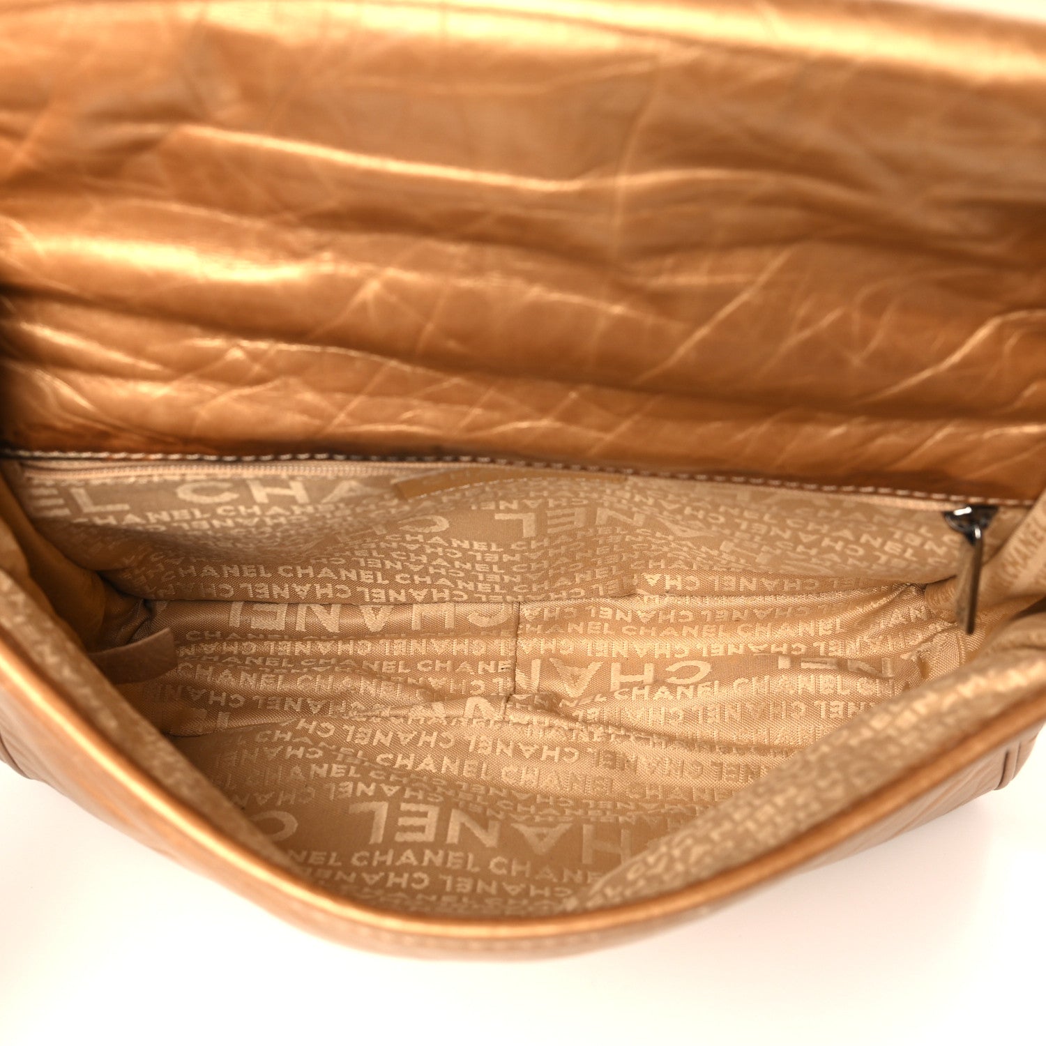 Chanel Aged Calfskin Quilted Vintage Ligne Messenger Flap Gold 5 of 11