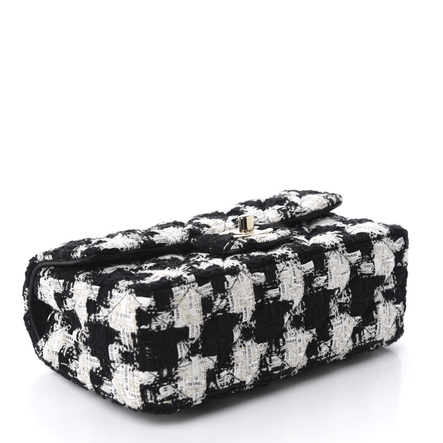 Tweed Quilted Mini Rectangular Flap Black Ecru White
