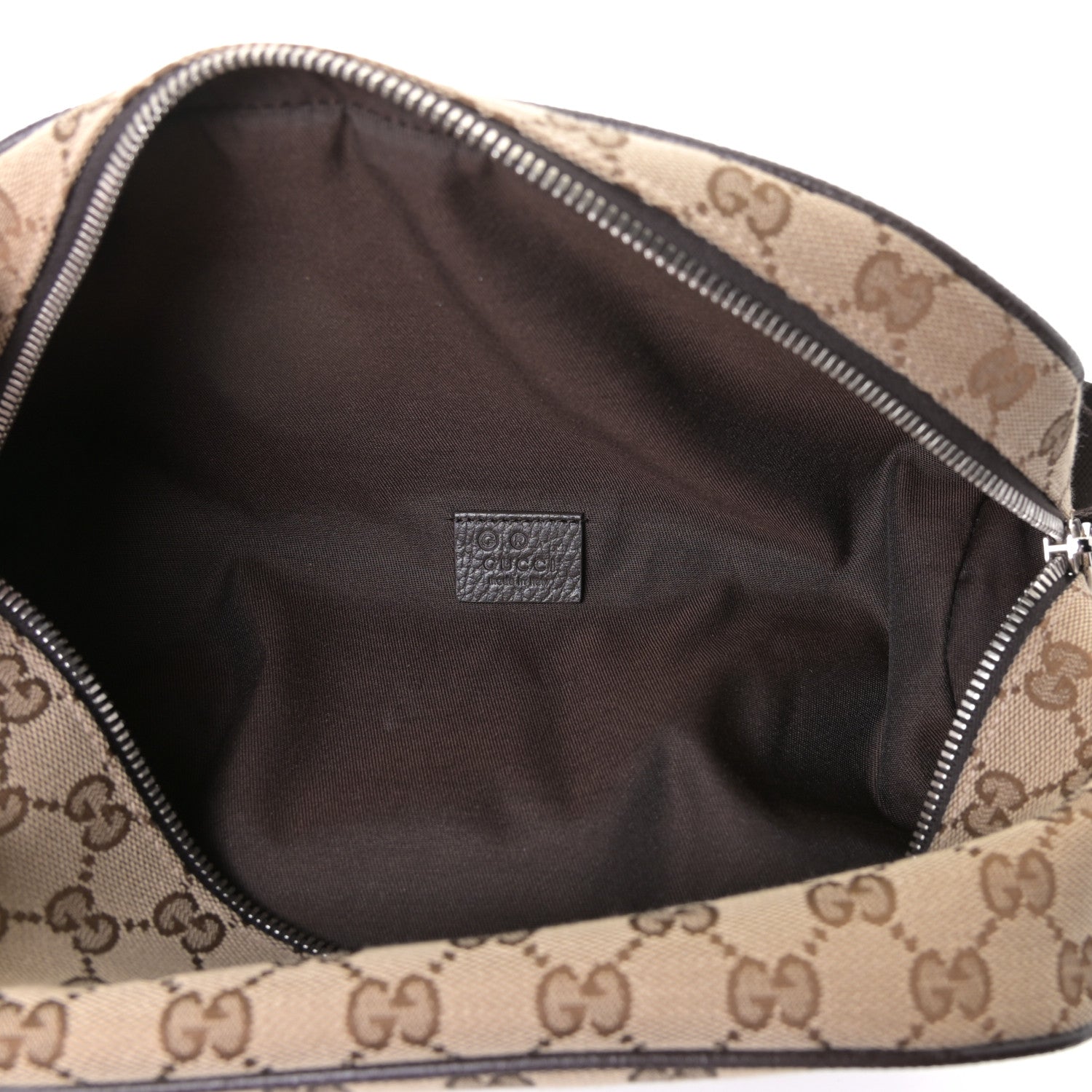 Gucci Monogram Dollar Calfskin Waist Pouch Beige Ebony Testa di Moro Marrone Scuro 7 of 8