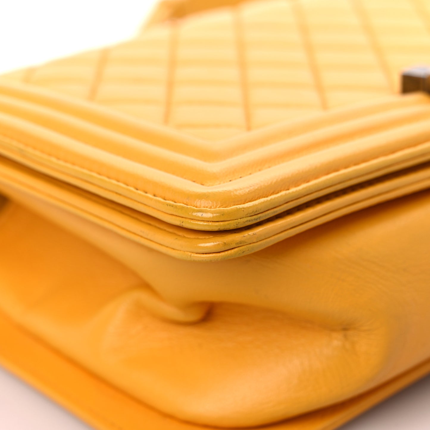 Lambskin Quilted Medium Boy Flap Yellow
