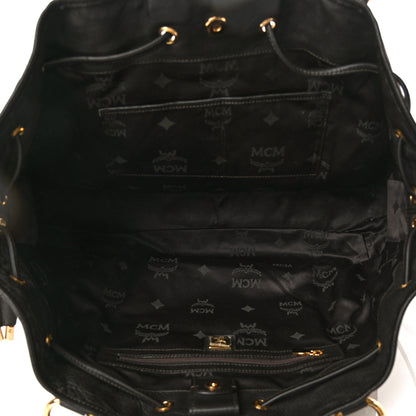 MCM Visetos Leopard Print Large Drawstring Shoulder Bag Cognac 5 of 11