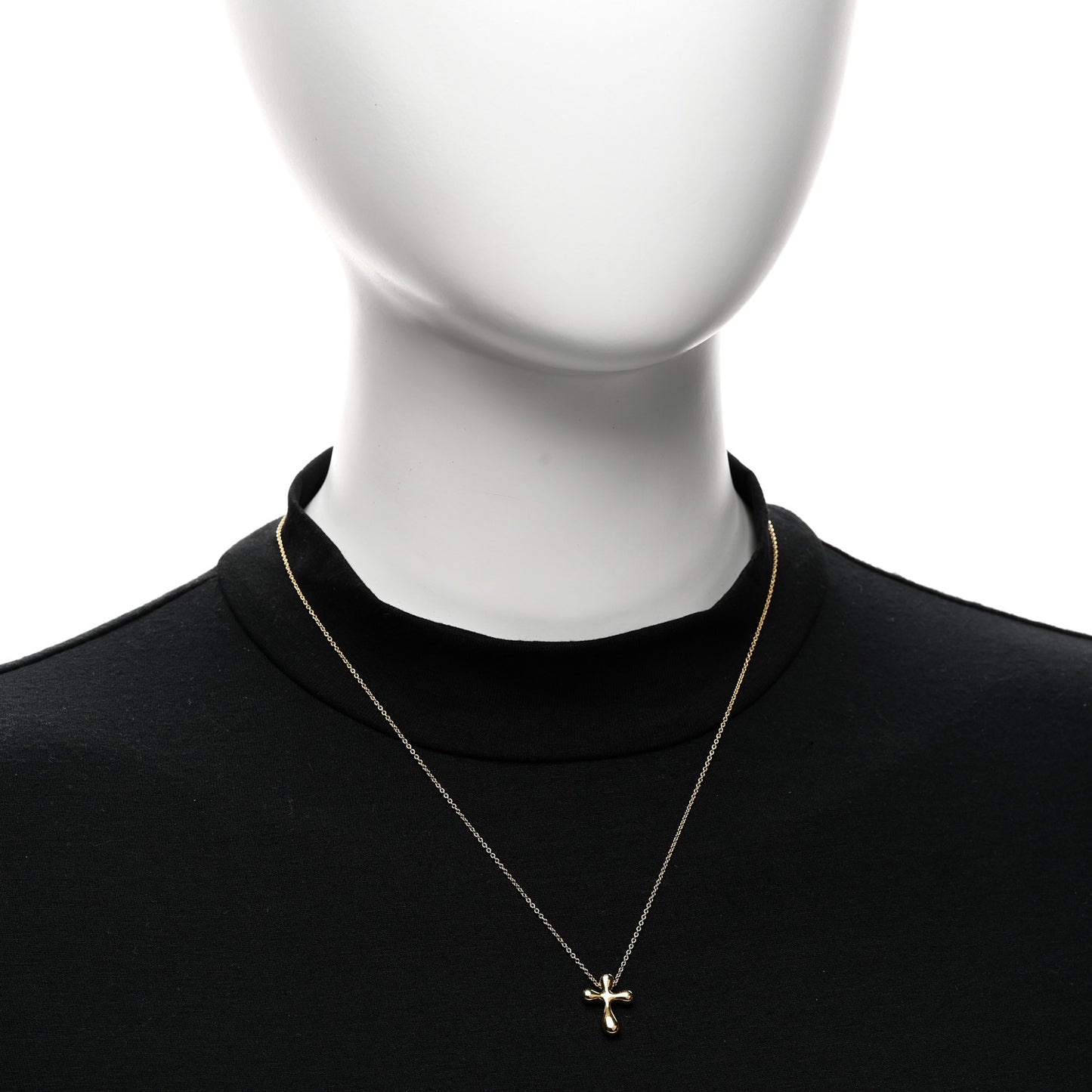18K Yellow Gold 12mm Elsa Peretti Cross Pendant Necklace