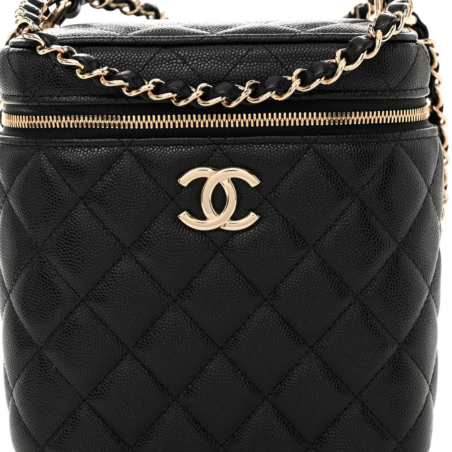 Chanel Caviar Quilted Small Top Handle Vanity Case With Chain Black 8 of 11