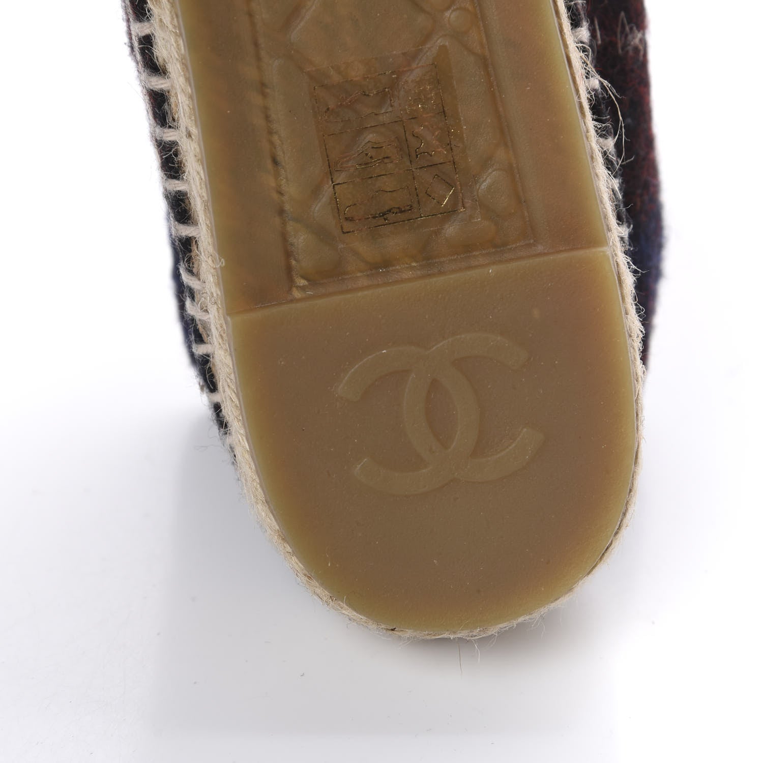 Chanel Plaid Wool CC Espadrilles 39 Navy Dark Red 10 of 13