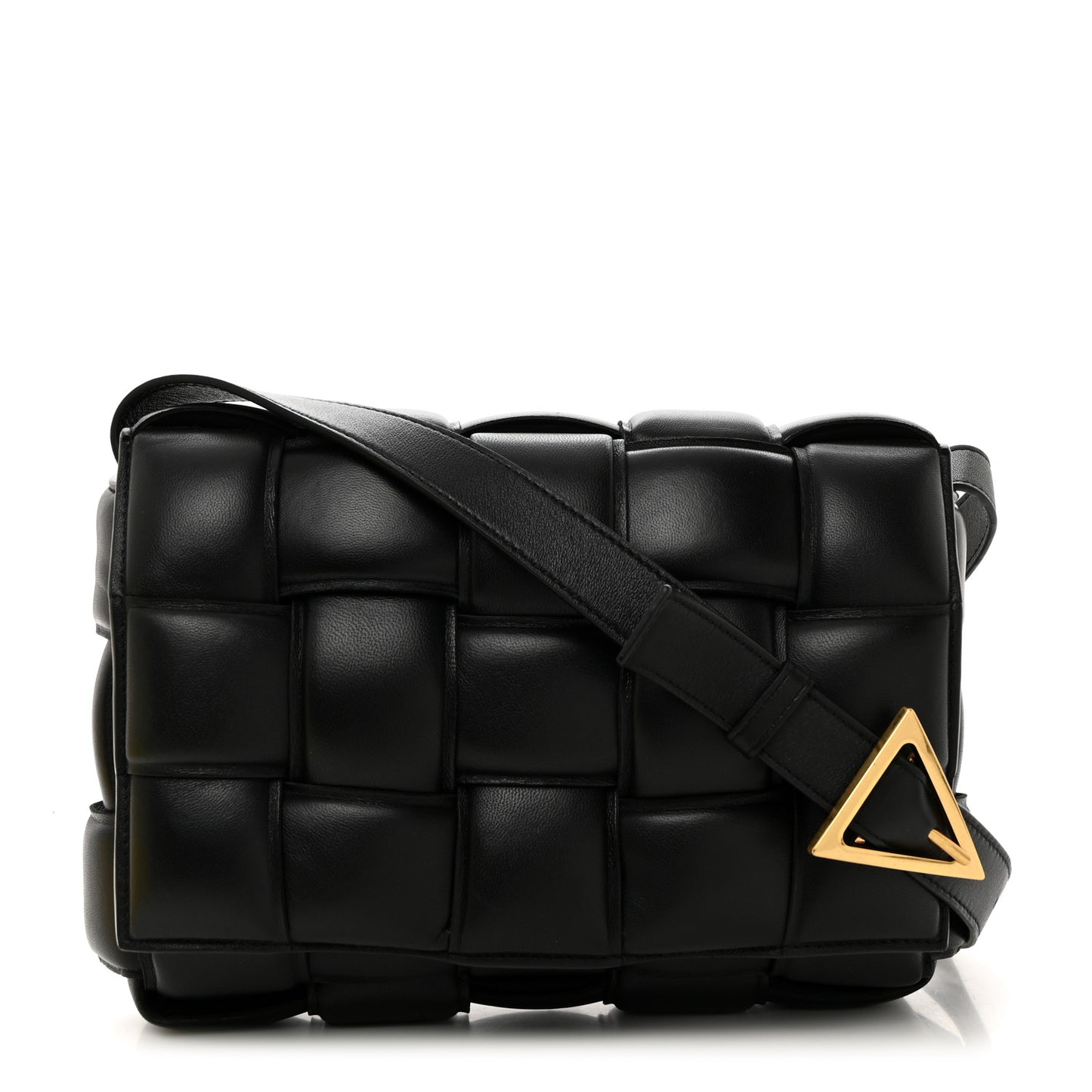 Nappa Maxi Intreccio Padded Cassette Crossbody Bag Black
