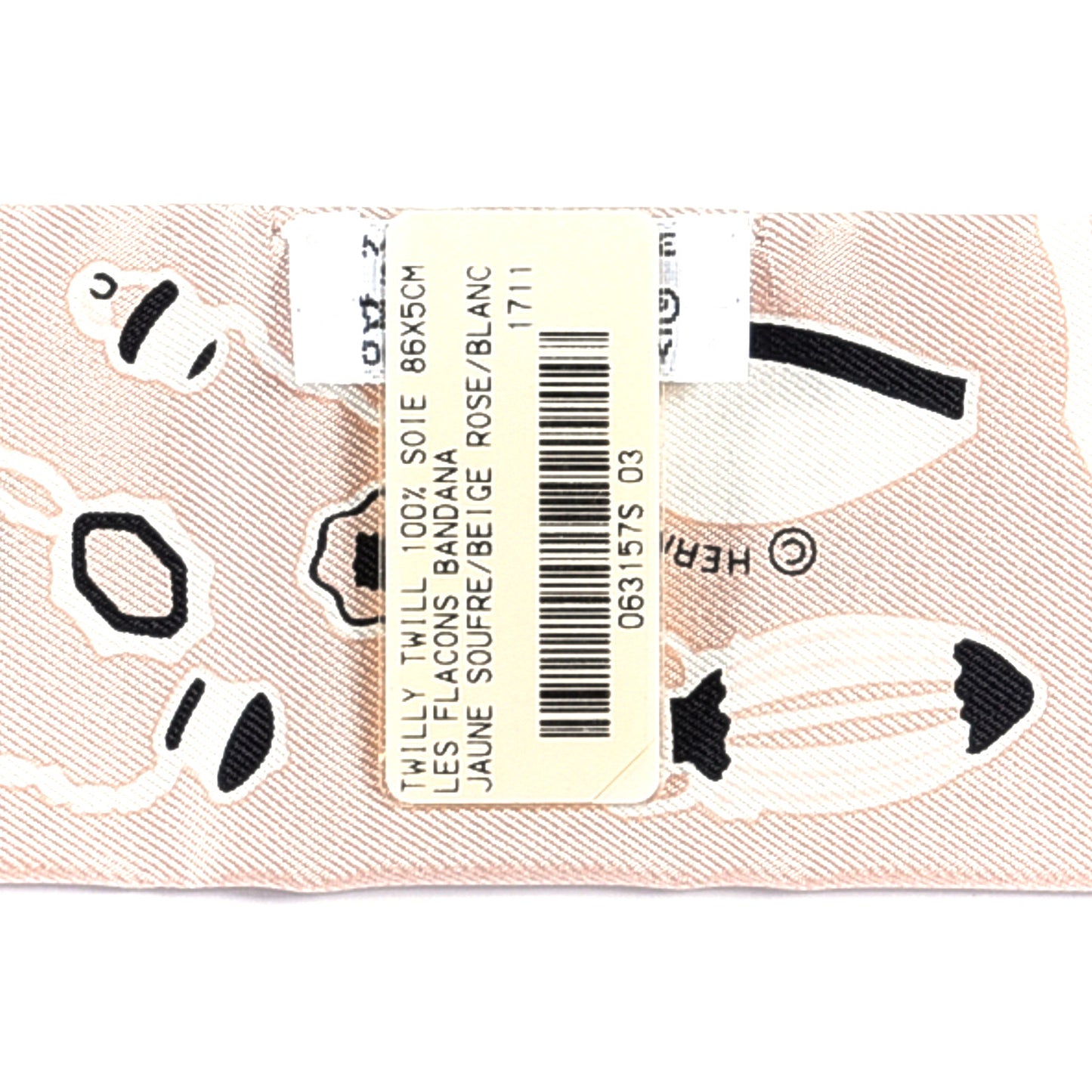 Silk Les Flacons Bandana Twilly Jaune Soufre Beige Rose Blanc