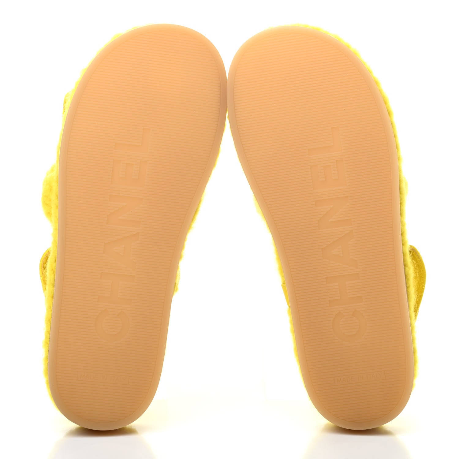 Chanel Cord Lambskin Quilted Logo Sandals 37 Yellow 5 of 8