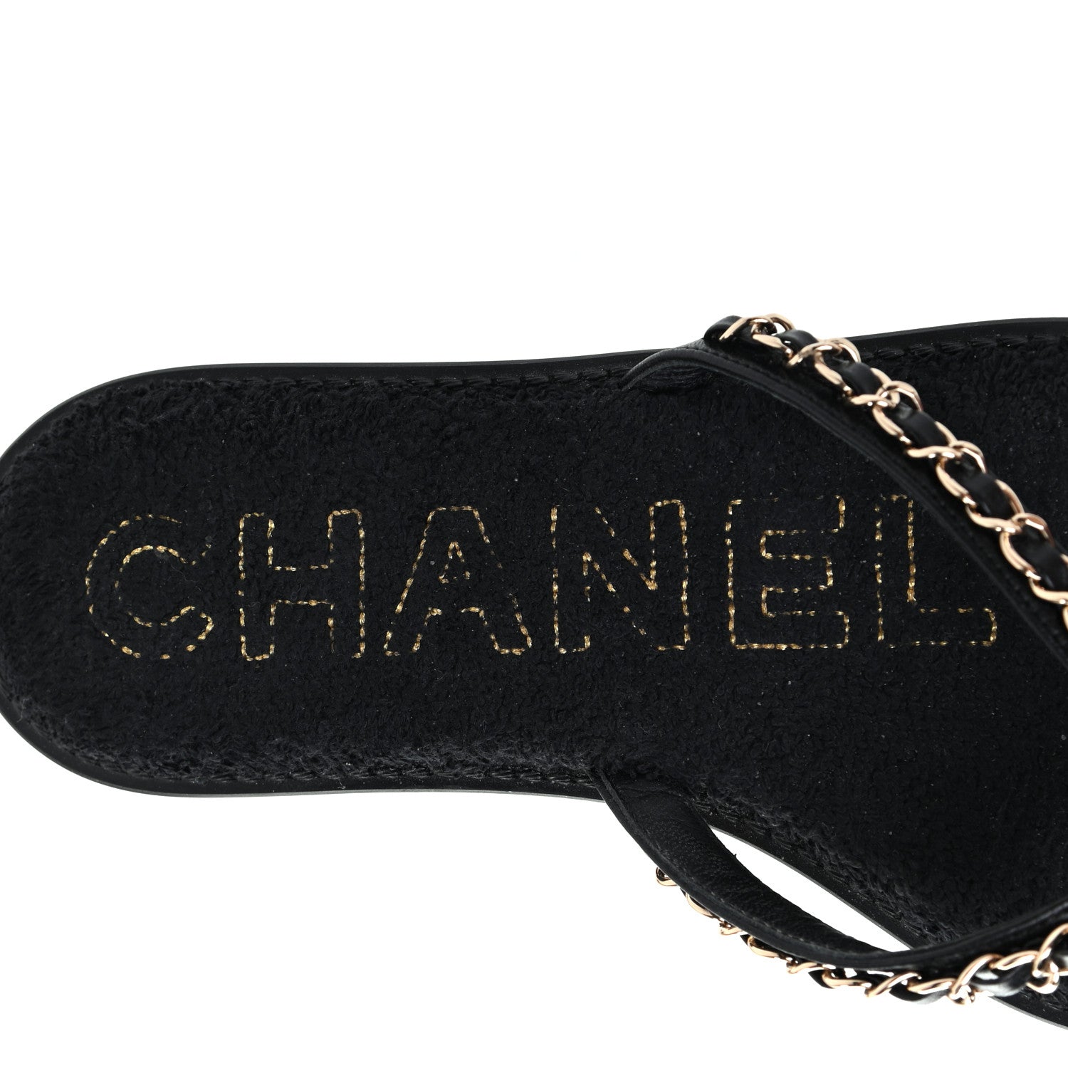 Chanel Lambskin CC Chain Thong Sandals 38 Black 7 of 8
