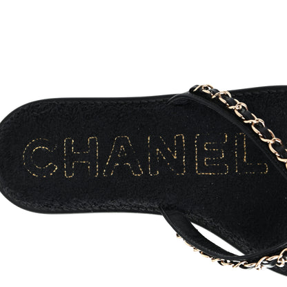 Chanel Lambskin CC Chain Thong Sandals 38 Black 7 of 8