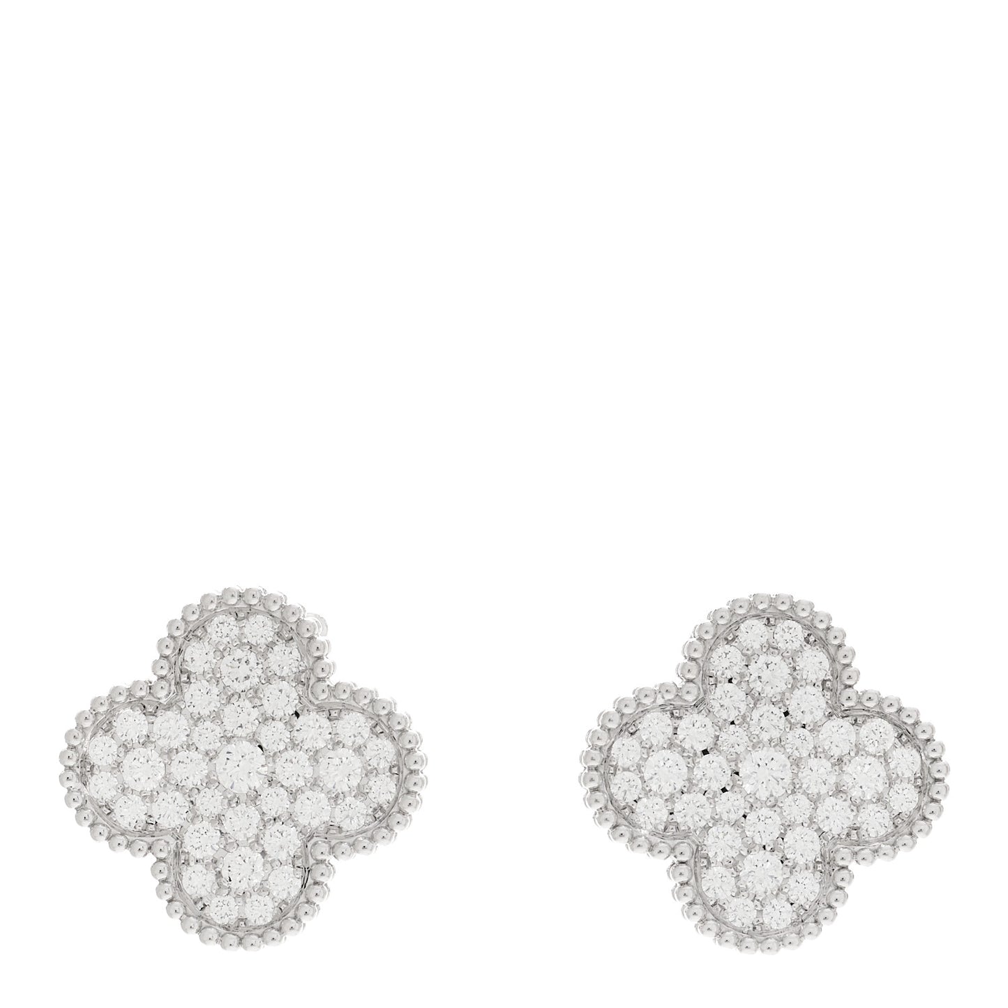 18K White Gold Diamond Magic Alhambra Earrings