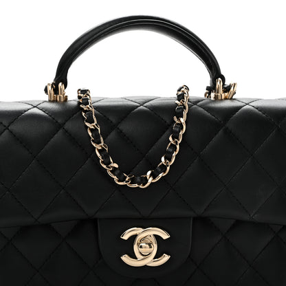 Chanel Lambskin Quilted Mini Top Handle Rectangular Flap Black 8 of 11