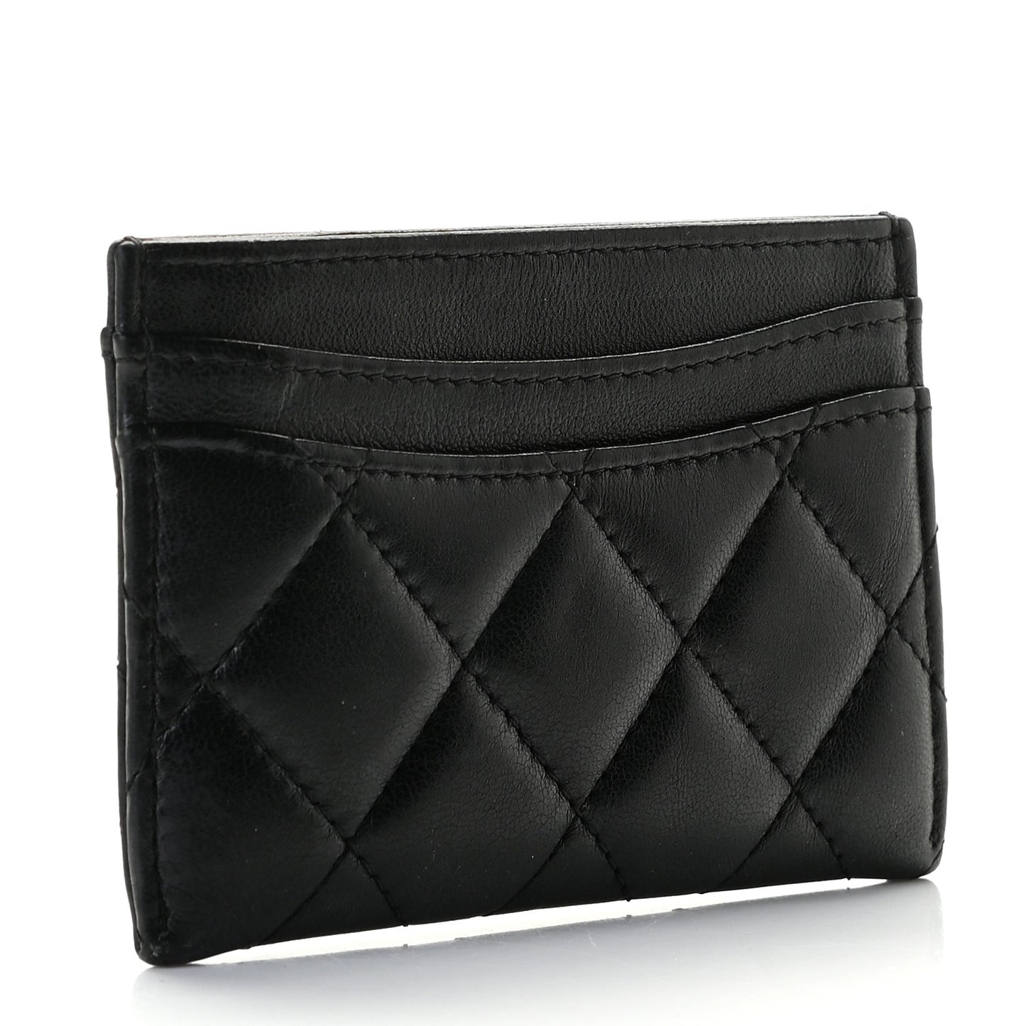 Lambskin Quilted Card Holder Black