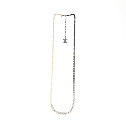 Chanel Graduated Pearl CC Long Necklace Ruthenium Grey Black 3 of 5