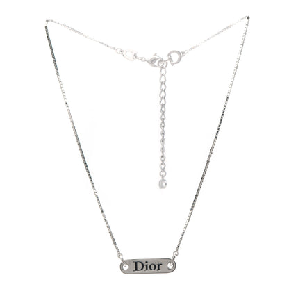 Christian Dior Enamel Logo Tag Short Necklace Silver 3 of 5