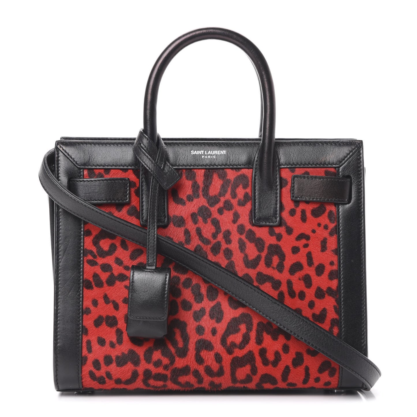 Calf Hair Leopard Printed Nano Sac De Jour Red Black