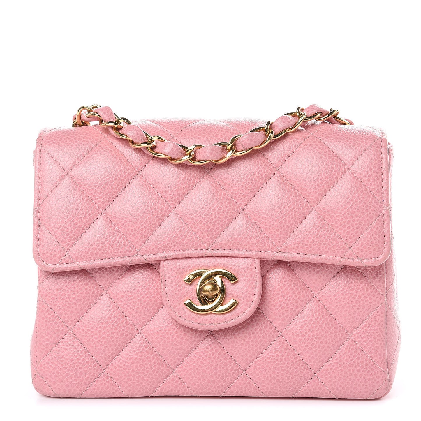 Caviar Quilted Mini Square Flap Pink