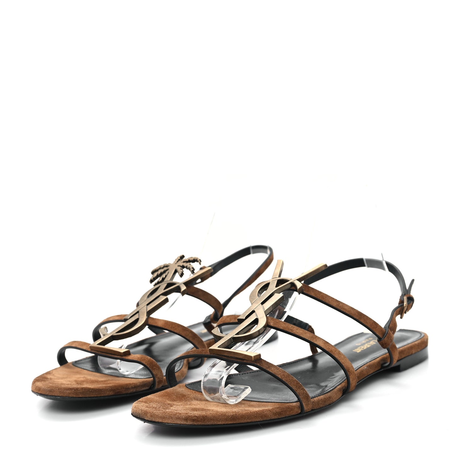 Suede Cassandra Monogram Palm 05 Sandals 40.5 Brown