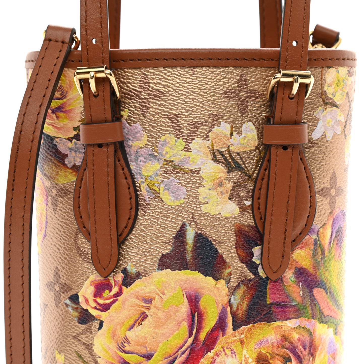 Metallic Monogram LV Garden Nano Bucket Bag Gold