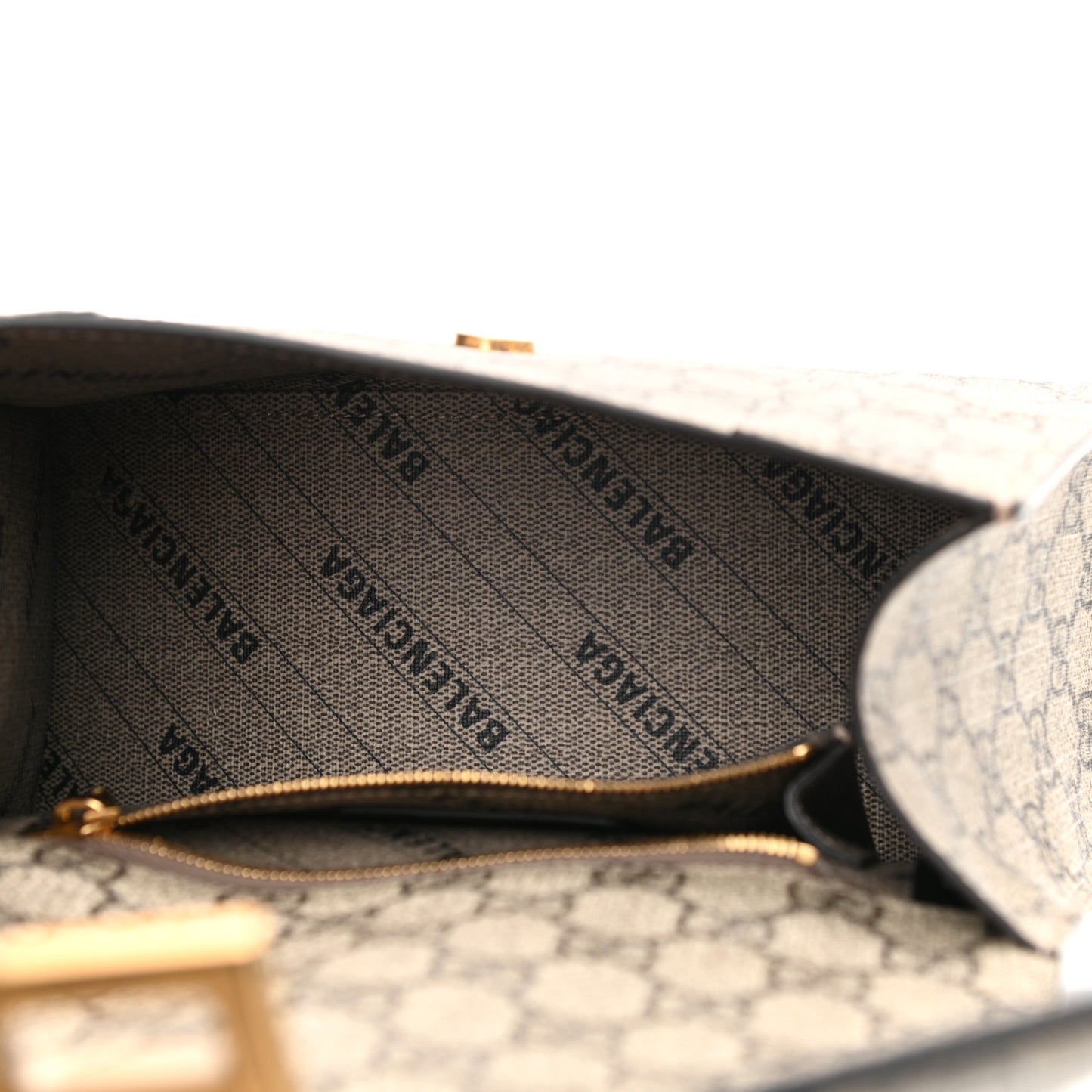 X GUCCI GG Supreme Monogram Small Hourglass Top Handle Bag Beige Ebony