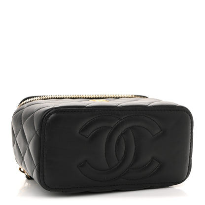 Chanel Lambskin Quilted Metal Small Top Handle Vanity Case With Chain Black 4 of 12